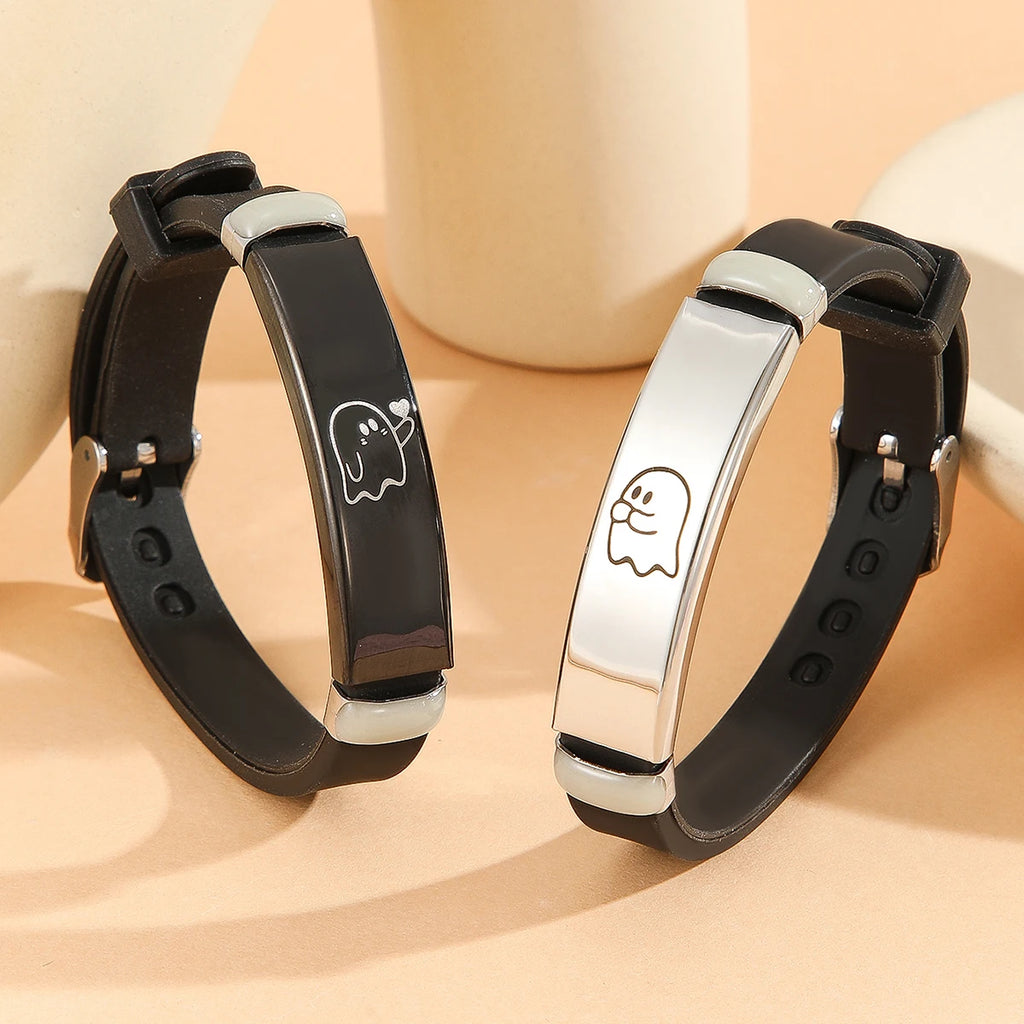 2 Pieces/Set Luminous Accessories Cute Fairy Hand Compared to Mood Couple Bracelet Ladies Fashion Promise Silicone Bracelet