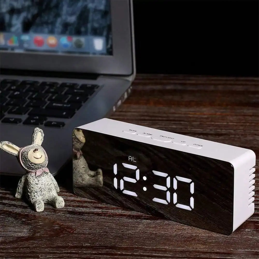 Multifunctional Digital Alarm Clock | Adjustable Brightness, Displays Date And Temperature, USB/Battery Powered (Batteries Not Included), Stylish Rectangular Design, Home Decor, Holiday Gift