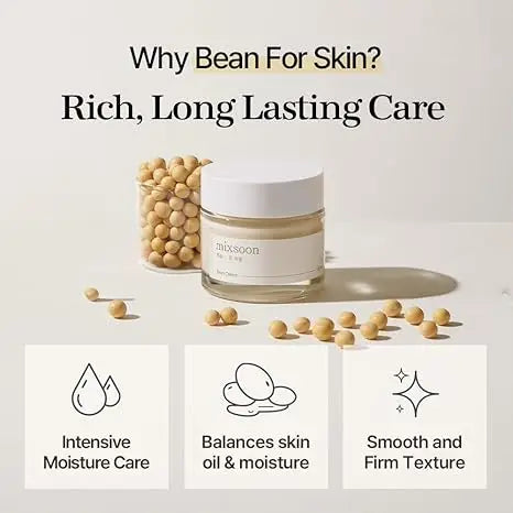 mixsoon Bean Cream - Intensive Moisture Face Cream For Smooth, Essence-Exfoliating, Hydrating Nourished Skin, Pore & Sebum Care