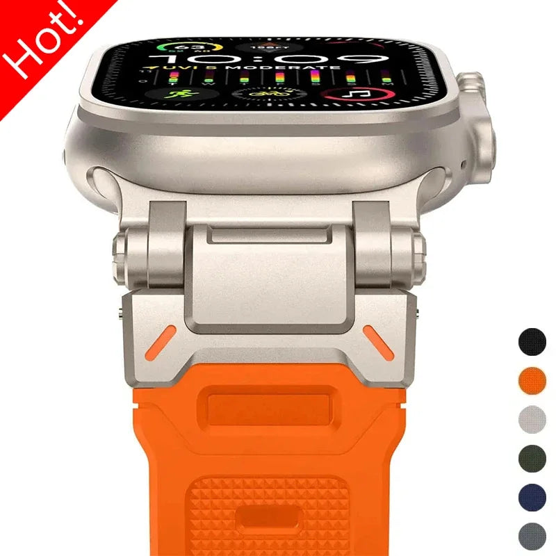 Soft Rubber Strap for Apple Watch Ultra 3 2 Band 49mm 46mm 45mm 42 44mm Luxury Bracelet for IWatch Series 11 10 9 8 7 6 5 Correa