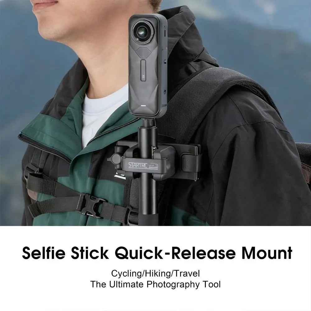 Quick Release Selfie Stick Holster Adjustable Hands-free Backpack Belt Camera Holder 2-IN-1 Stable for Insta360/DJI