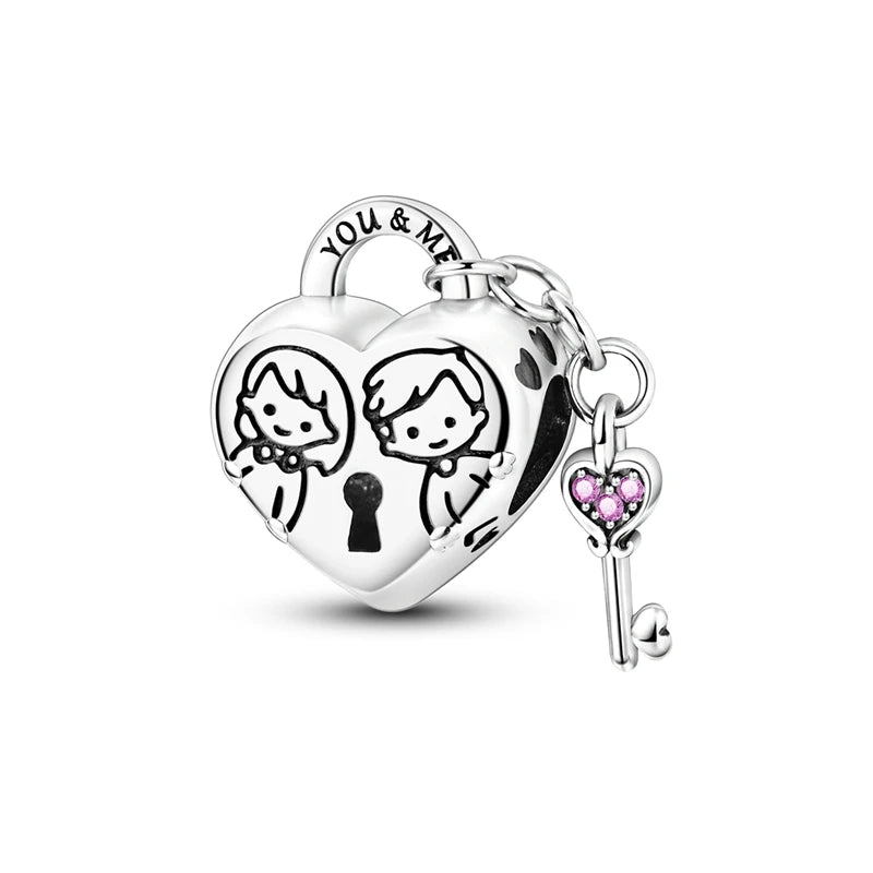 Charms Beads 925 Sterling Silver Tree of Life Peach Heart Sweet Love Charms Fit Pendants Bracelets Necklaces Women Jewelry Gift