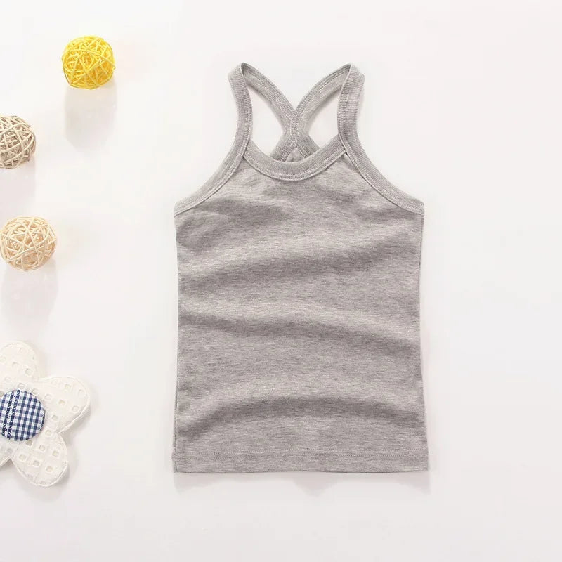 2-11Y Girls Casual Vest Children Summer Clothing Kids Baby Boy Sleeveless Tops Solid Color T-shirt Tees Outfit Toddler Girl Top