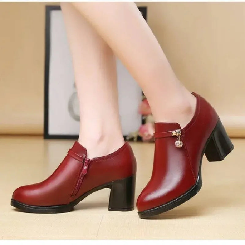 Women Casual European Design High Quality Spring Lace Up Shoes Lady Cool Comfort Black Stylish Heel Boots Botas Femininas G745