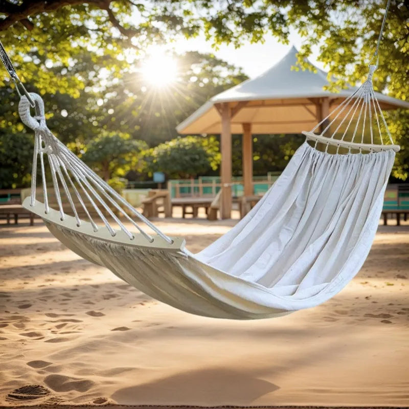 Outdoor Thick Camping Hanging Hammock with Anti-fall Safety Bars, Double Person Hanging Bed for Outdoor Camping and Leisure