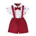 0-24 Months Baby Boys Costumes Short Sleeve Bodysuit with Bow + Suspender Pants Fashion Parties Festivals Gentleman Clothing