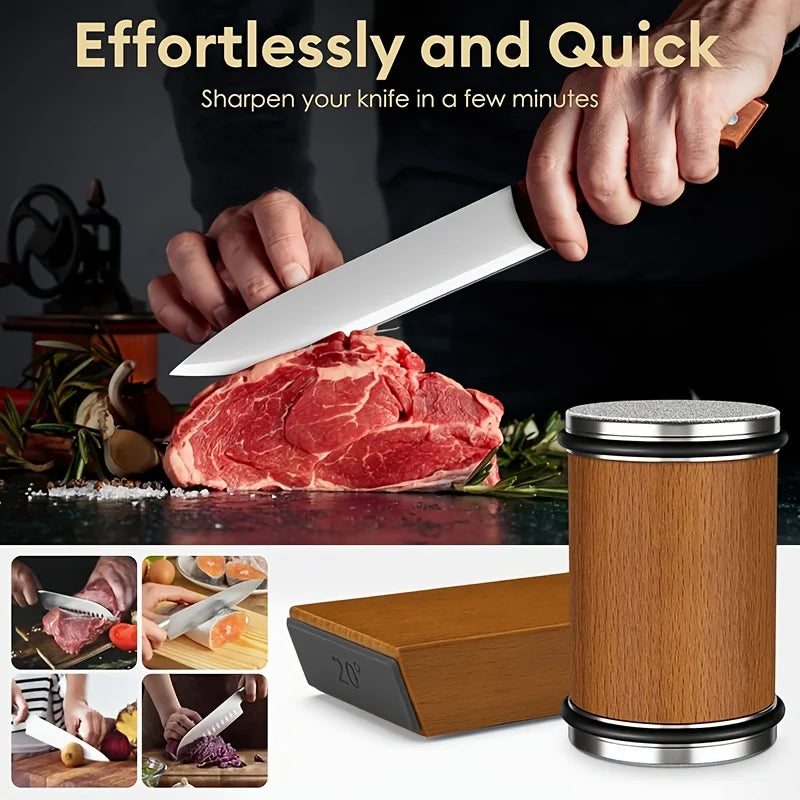 Rolling Knife Sharpener For Straight Edge Knife Sharpener Kit With 15/20° Degree Magnetic Angle For Kitchen Knives Whetstone Set