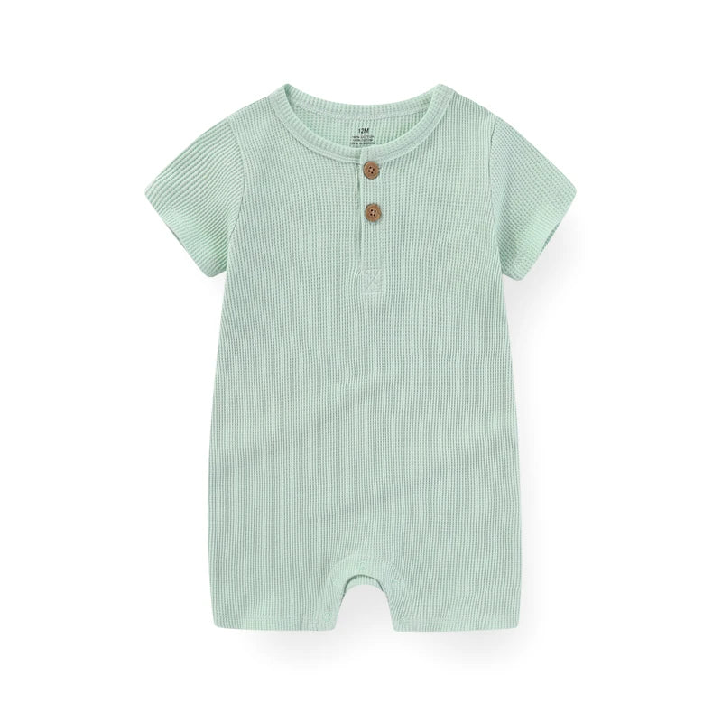 Kiddiezoom 1 PCS Fashion Four Seasons Unisex Solid Short Sleeve Baby Boy Girl Rompers 100%Cotton Soft Newborn Jumpsuit Clothes