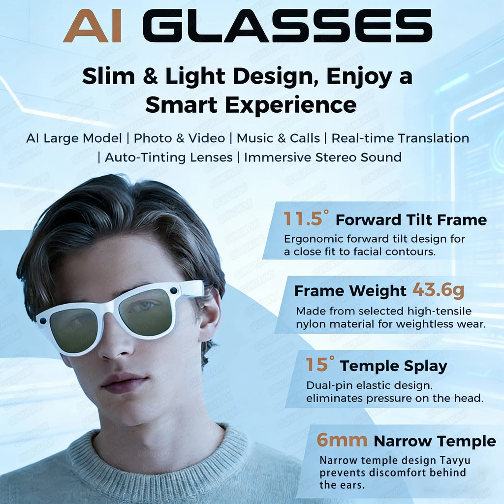 World Premiere 2026 Smart AI Glasses 4K HD 800W Pixel Camera Photos&Videos 3600mAh Battery 120+Translation 32GB Music Sunglasses