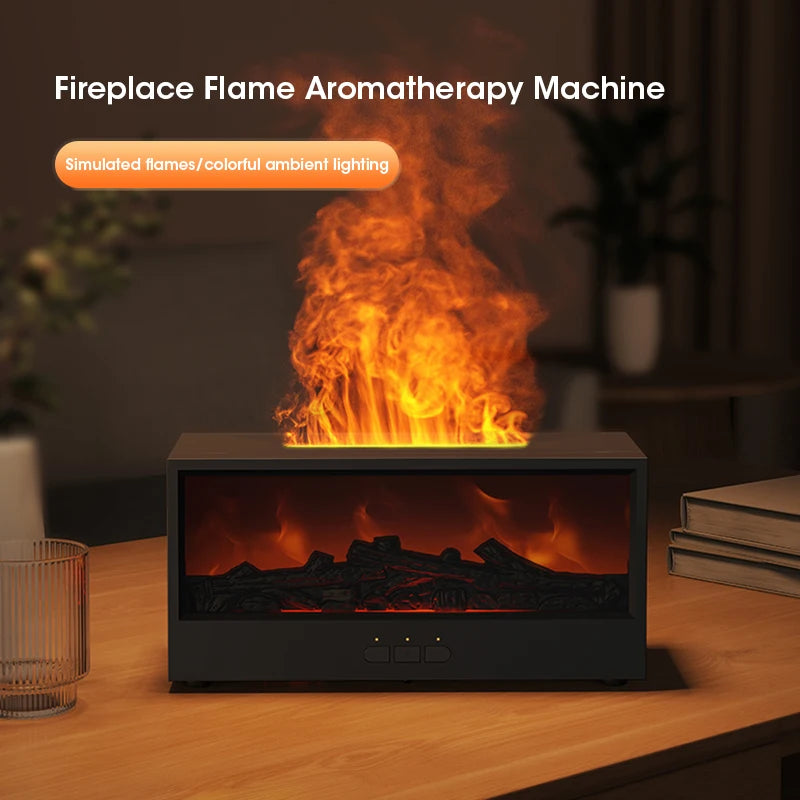 150ml Simulated Flame Fireplace Aroma Diffuser Air Humidifier with Remote Control Waterless Auto Off for Home Room Creative Gift
