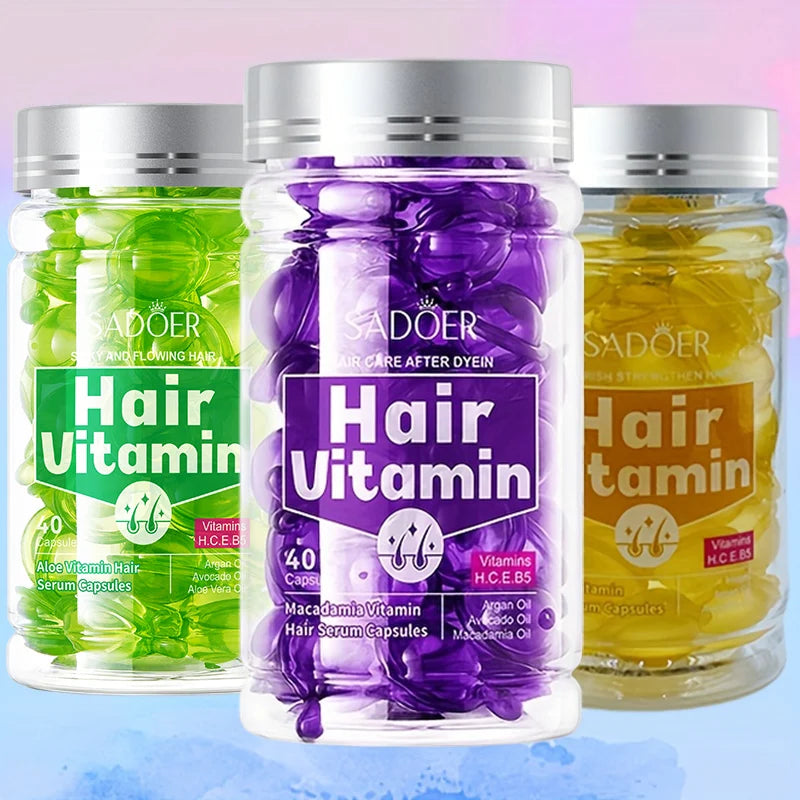 40/80/120pcs Vitamin Hair Care Essence Capsules, Containing Almond Oil, Tea Seed Oil, No-Rinse Conditioner, Hair Care Essential