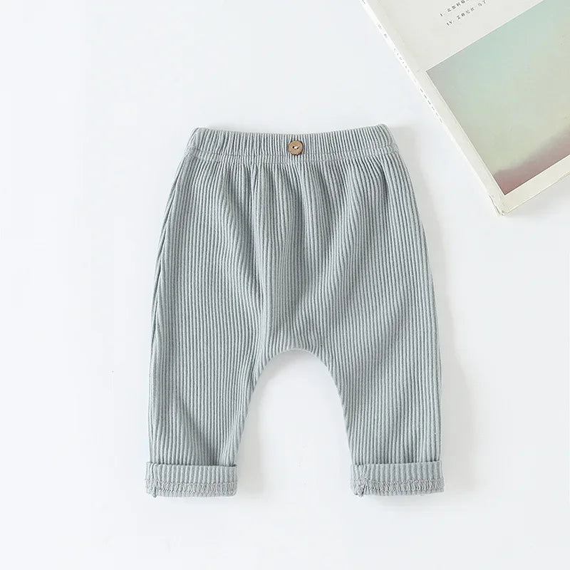 Baby Simple Solid Leggings Girls All-match Striped Skinny Pants Kids Cotton Elasticity Slim Pants Newborn Boy Stretch Trousers