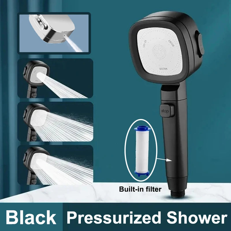 Upgraded 4 Modes High Pressure Shower Head with Stop Button Filiter Showers Massage Spa Handheld Showerhead Bathroom Accessories