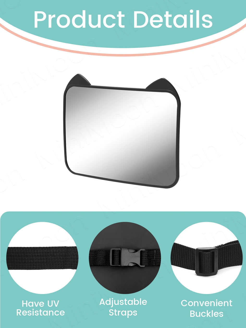 Adjustable Wide-Angle Car Seat Mirror, Headrest Mount Safety Monitor for Rear-Facing Baby & Child
