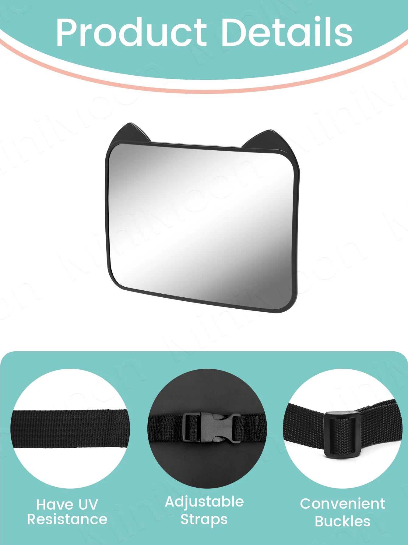 Adjustable Wide-Angle Car Seat Mirror, Headrest Mount Safety Monitor for Rear-Facing Baby & Child