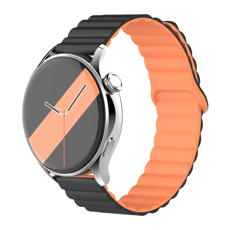 20mm 22mm Magnetic Loop band For Samsung Galaxy watch 6/5 pro/4/Classic/active 2 Silicone link bracelet huawei GT 2-2e 3-4 strap