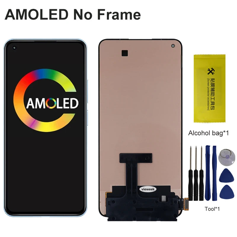 AMOLED Screen for Xiaomi 11 Lite 5G NE LCD Display Screen Touch Panel Digitizer Assembly for Mi 11 Lite 5G NE 2109119DG 2107119D