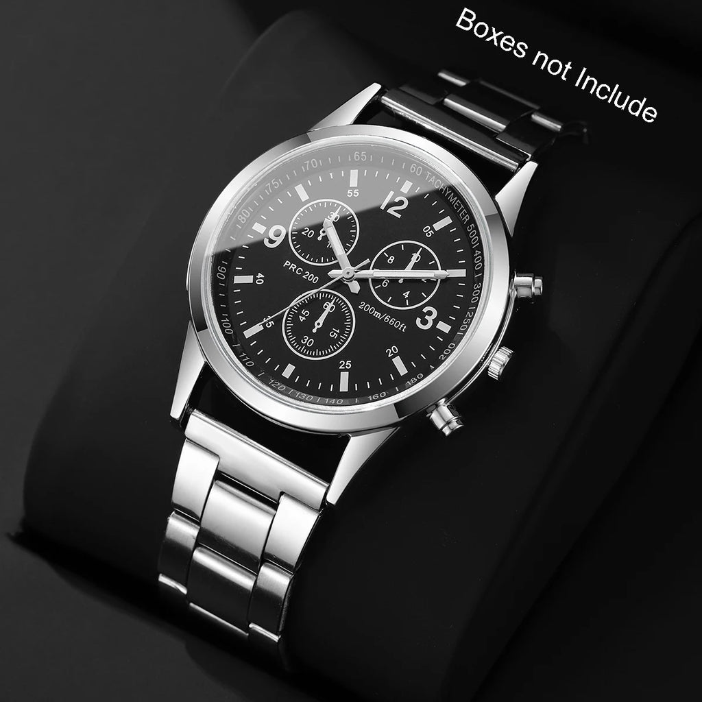 Fashion Men Business Quartz Watch Luxury Silvery Strap Wristwatch Reloj Hombre（Without Box）