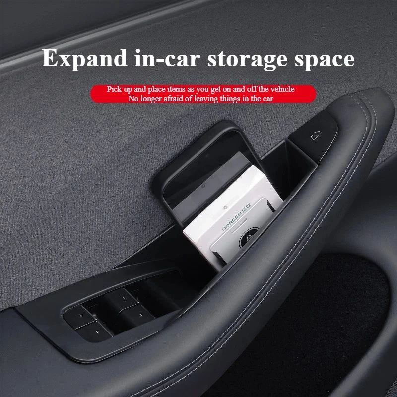 For Tesla Model 3 Y YL Juniper Highland 2020-2026 Door Handle Storage Box Inner Handle All-inclusive Organizer Container Tray
