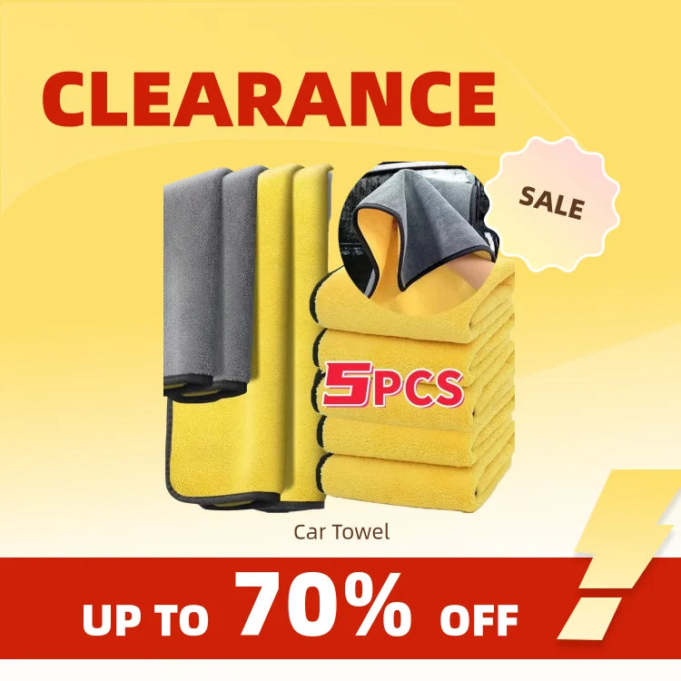 Clearance_1/3/5PCS Microfiber Cleaning Towel Thicken Soft Drying Cloth Car Body Washing Towels Double Layer Clean Rags Car Acces