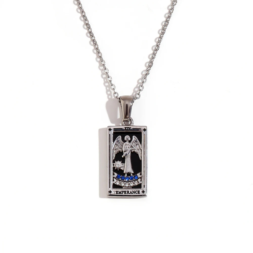 E.B.belle Original New Tarot Queen Lover Magician Moon Necklace Tarnish Free Stainless Steel Jewelry 18K Gold Plated Decoration