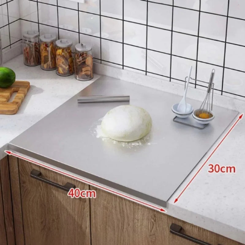 Stainless Steel Cutting Board, Multi Use for Dough Kneading, Chopping, Fruit Cutting, Antibacterial Kitchen Surface, Easy Clean