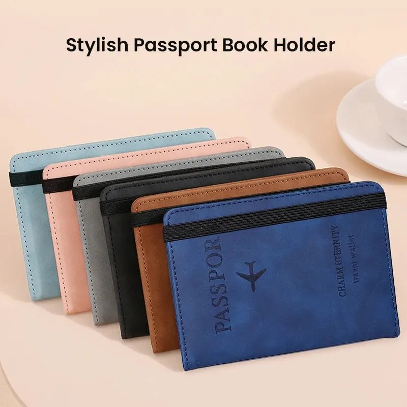 RFID Passport Cover Wallet Holder PU Leather Card Holder Passport Case Abroad Travel Essentials for Women Men Family Vacation