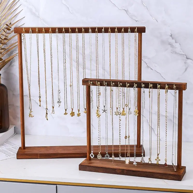 Jewelry Organizer Display Stand Solid Wood Necklace Hanging Countertop Rack For Chains Earrings Bracelets Showcase Storage Rack
