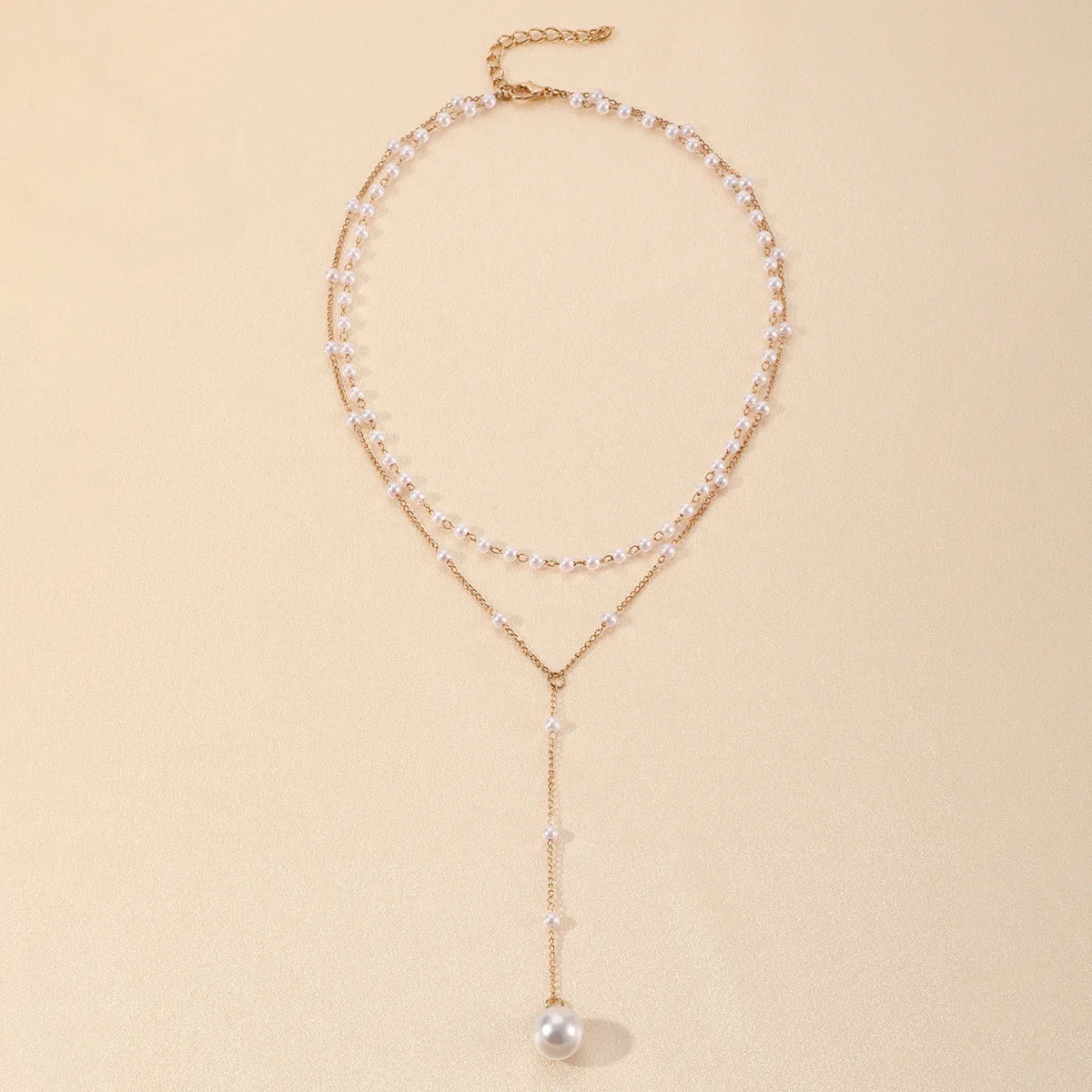 ZAKOL Korean Fashion Imitation Pearl Double Layered Choker Big Ball Bead Pendant Tassel Necklace Women's Sexy Party Body Jewelry