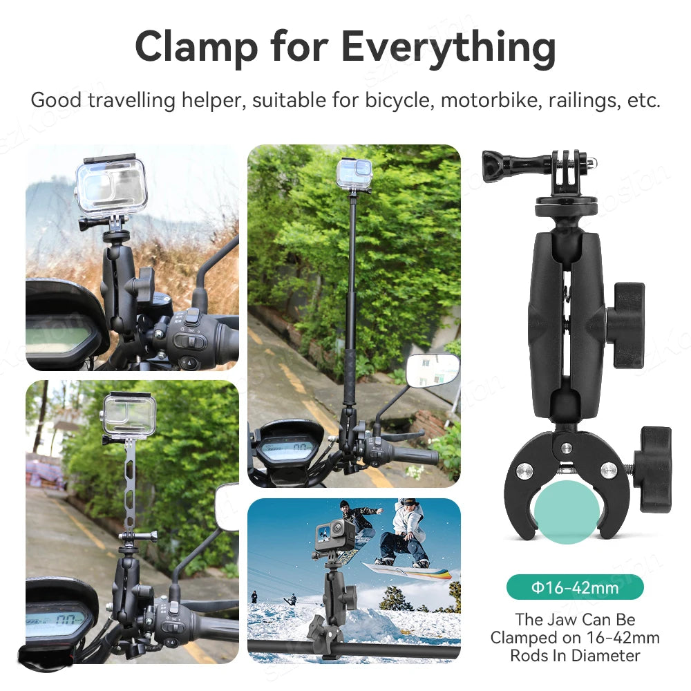 For GoPro 13 12 11 10 Motorcycle Bicycle Holder Handlebar Mount Bracket For Insta 360 X5 X4 DJI OSMO 360 Action 6 5 4 Accessory