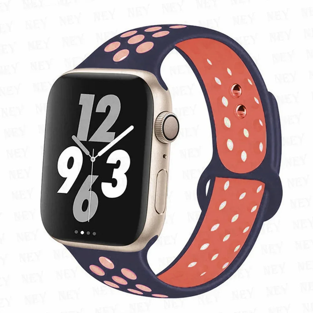 Sport Strap For Apple Watch Band 45mm 49mm 44mm 40mm 41mm 42mm Silicone bracelet correa iWatch Ultra 2 Series 9 8 SE 7 6 5 4 3