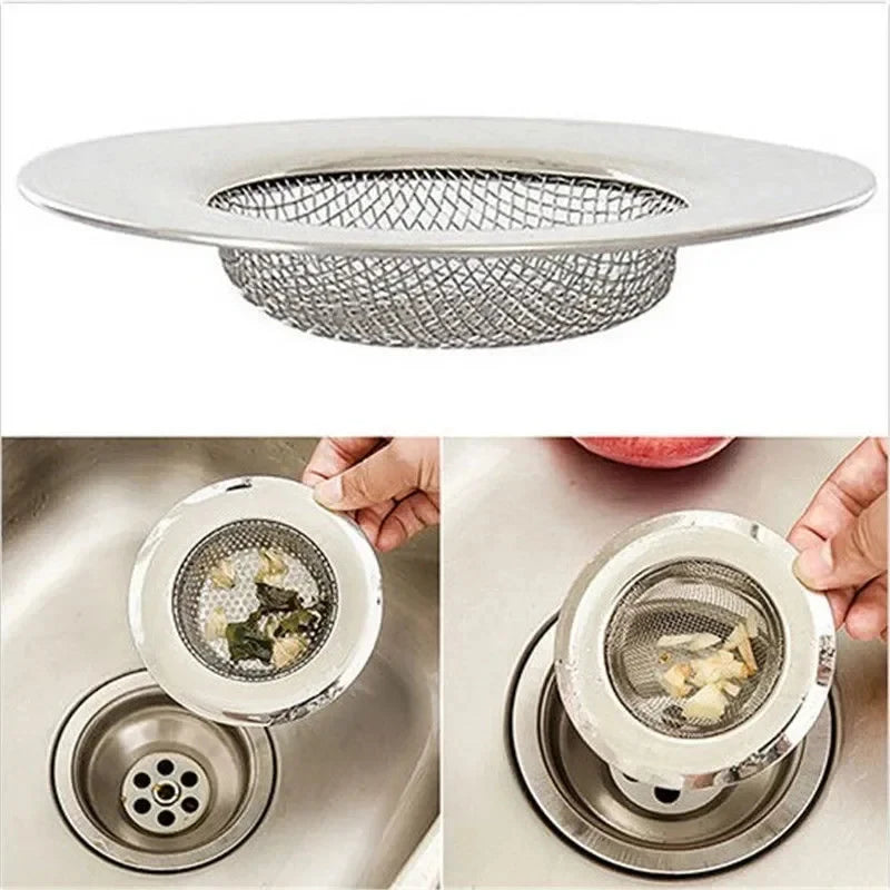 12Pcs Stainless Steel Bathtub Hair Catcher Stopper Shower Drain Hole Filter Trap Kitchen Metal Sink Strainer Floor Drain