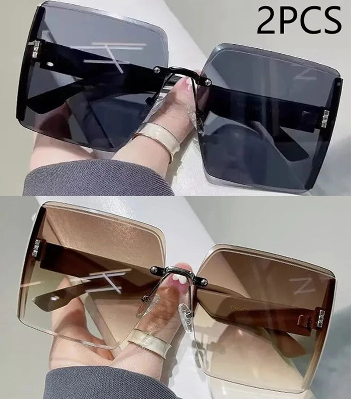 Fashion Gradient Frameless Women's High-end Sense Of Sunglasses