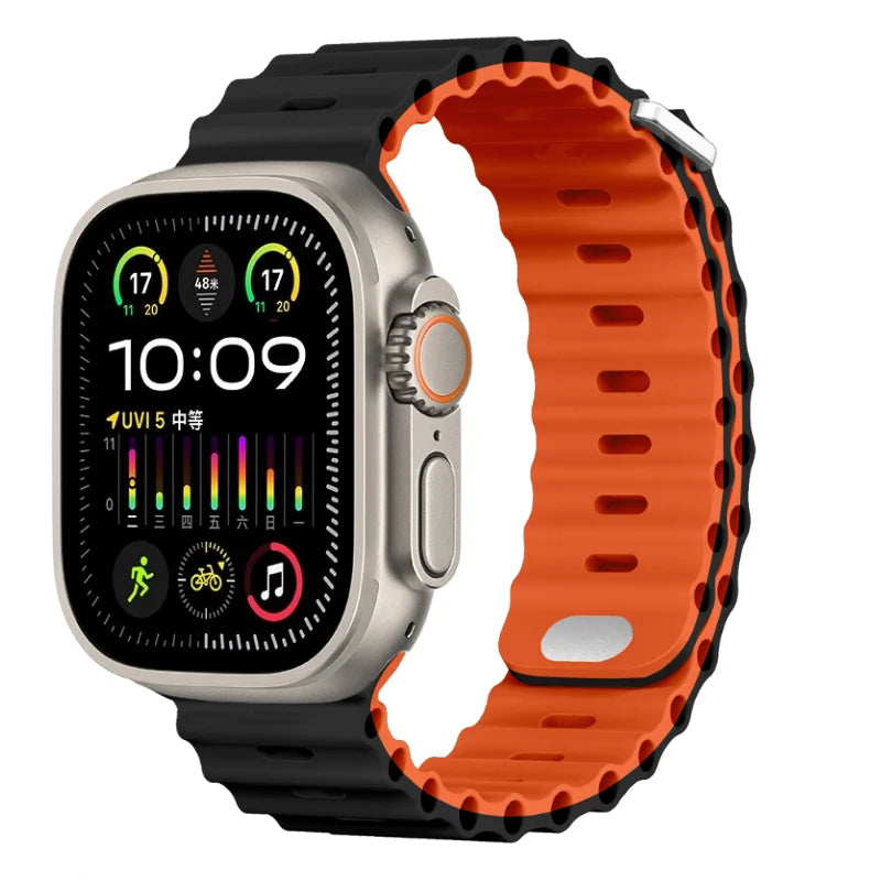Ocean Strap for Apple Watch Ultra 3/2/1 11 10 46mm 9 8 7 49mm 45mm 41mm Silicone Band for 6 5 4 3 SE3 44mm 40mm 42mm Accessories