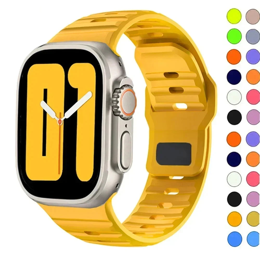 Sport Strap For Apple Watch Ultra band 49mm 45mm 46mm 44mm 42mm 41mm Silicone Air hole Bracelet iWatch Serie 11 10 9 8 7 6 SE