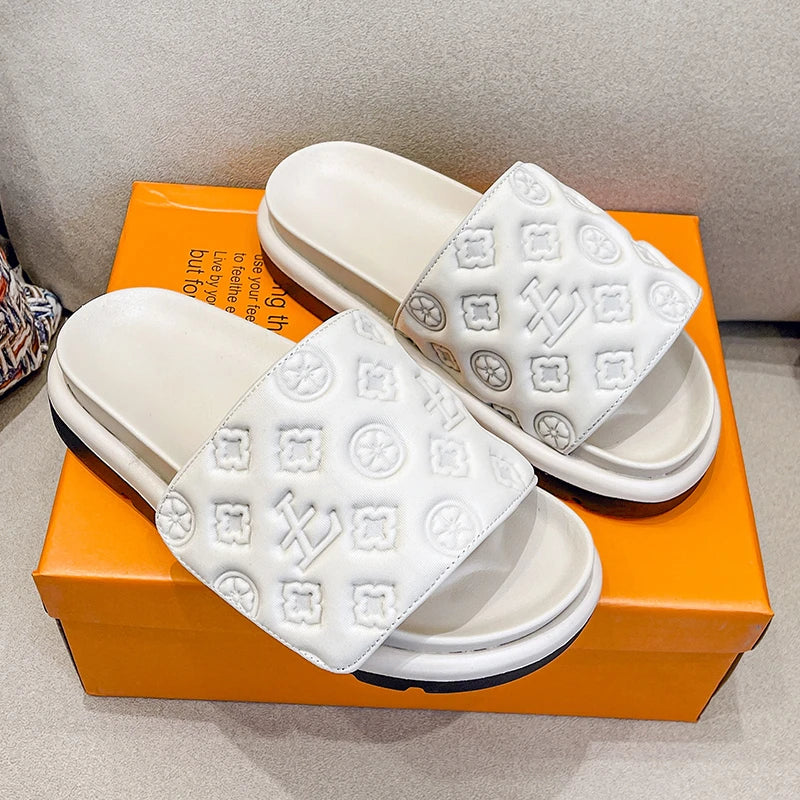 2024 Women's Summer New Style Luxury Brand Designer Sandals Thick Sole Non-Slip Home Casual Women's Flip Flop Zapatos De Mujer