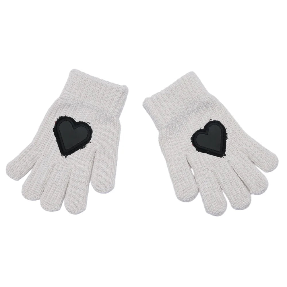 Winter Cotton Knitted Beanies Leather Heart Outdoor Hat Children Hats Personality Table hats girl hat boy hat