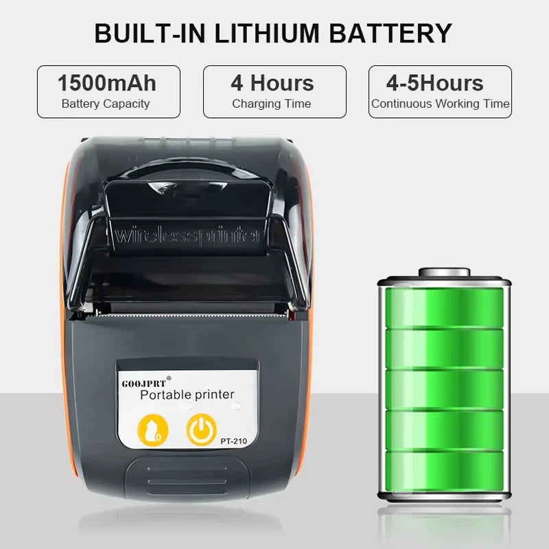 GOOJPRT 58mm Mini Thermal Receipt Printer Portable Inkless Bluetooth Ticket Bill POS Printer For Business Printing Wholesale
