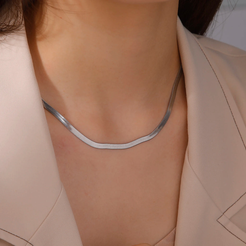 Skyrim Stainless Steel Snake Chain Necklace for Women Men Gold Color Herringbone Choker Neck Chains 2026 Trend Jewelry Gift Hot