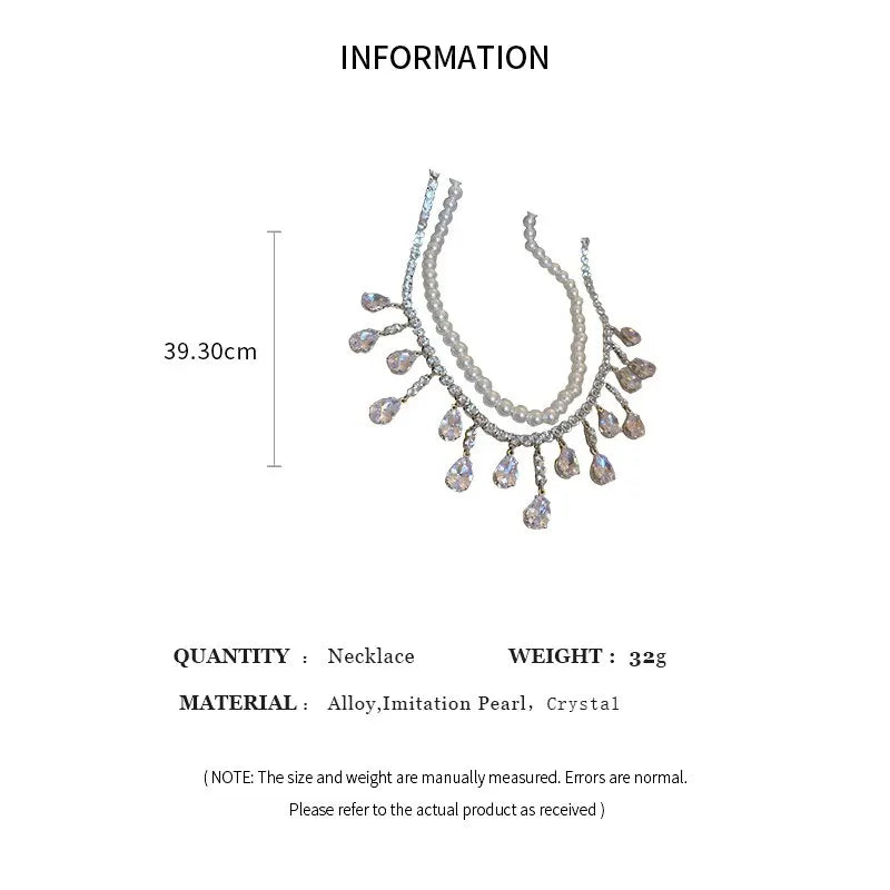 Luxury Rhinestone Crystal Chokers Necklaces For Women Multilayer Imitation Pearl Chain Necklace For Party Wedding Jewelry K-