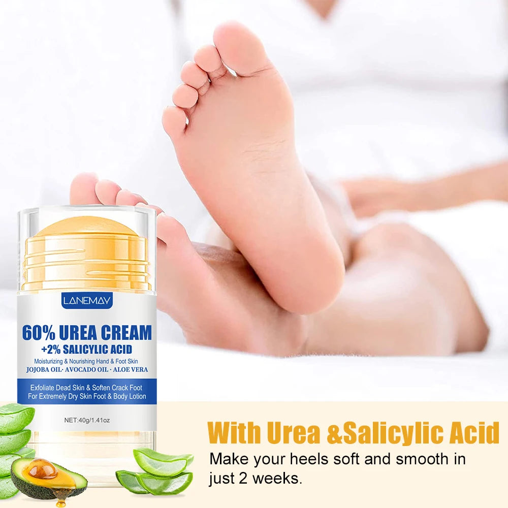 80g Ultra-hydrating 60% Urea Foot Cream For Softening Dry Cracked Feet Gentle Exfoliation Peeling Foot Care Moisturizing Cream