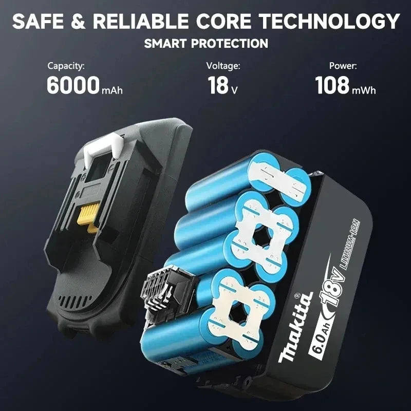 original Makita battery 18V rechargeable battery 6.0Ah replacing Makita DDF487 BL1840 BL1850 BL1860B BL1830B power tool battery