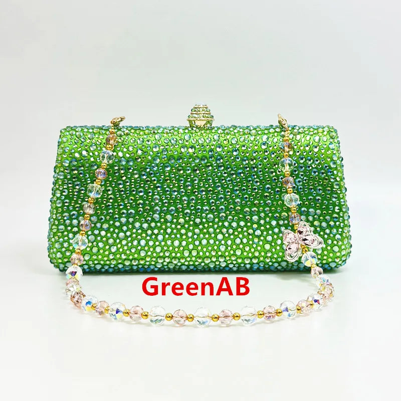 XIYUAN Orange Crystal Evening Clutch Bag Glittering Diamond Crossbody Purse Wedding Bridal Handbag Gorgeous Stones Party Purses