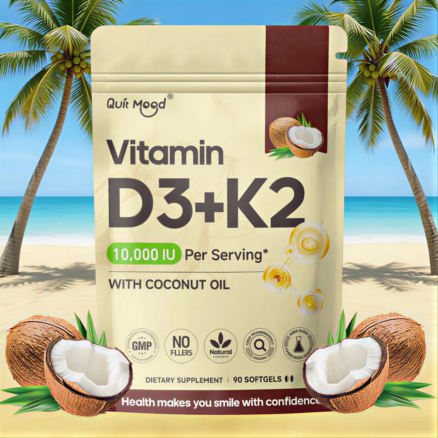 Vitamin D3K2, Assists Calcium Absorption, Trace Ingredient Vitamin Supplement Soft Capsule