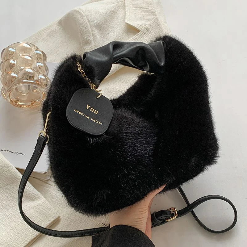 New Mini PU Leather Underarm Pleated Bag For Women Fashion Designer Female Retro Shoulder Bag Handbags And Purses