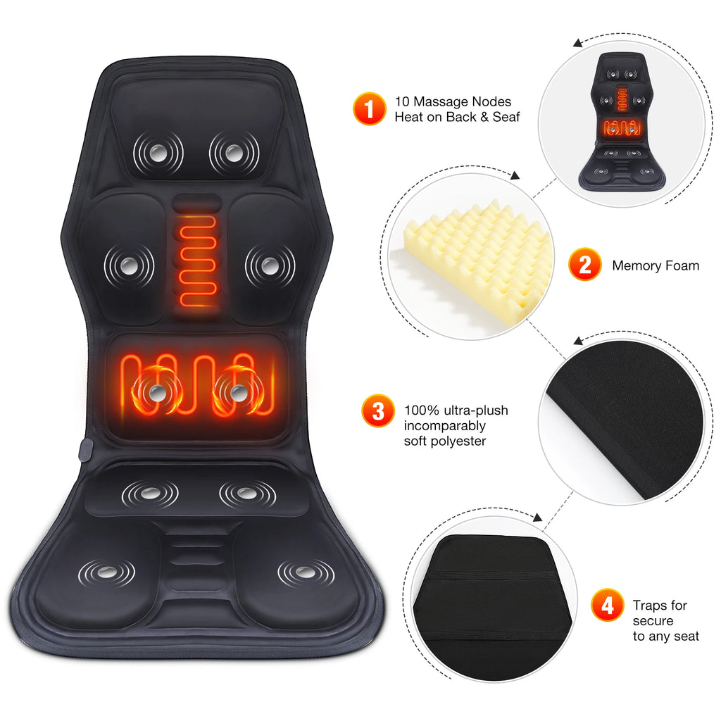 Electric Heating Back Waist Massager Shoulder Back Vibration Massage Mat for Chair Sofa Car Office Home Back Massage Hot Pad