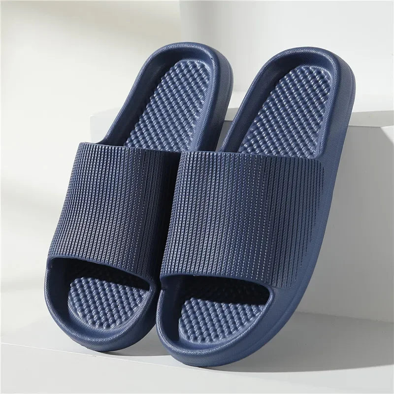 2024 Summer Slippers Flip Flops Women Indoor Home Mute Shoes EVA Soft-soled Shoes Cloud Slides Couple Non-slip Casual Sandals
