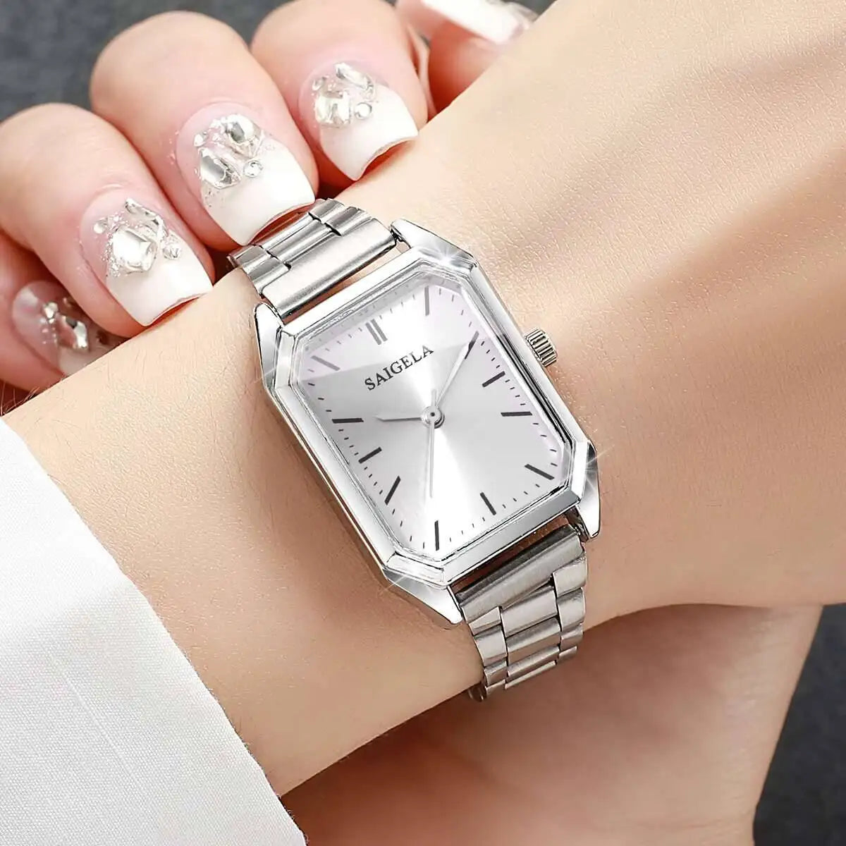 Fashion Rectangle Women Watches Simple Analog Quartz Wristwatch for Girls Clock Gift Reloj Mujer（Without Box）