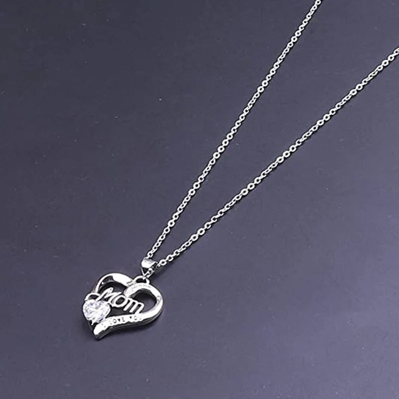 Huitan Silver Color Heart Pendant Necklace Female Anniversary Party Bright Zirconia Accessories Delicate Mom's Day Gift Jewelry