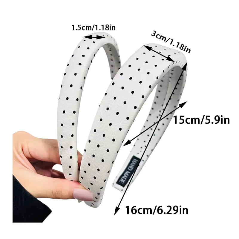 1/4pcs Simple Black White Polka Dot Wide Side Headband for Women Elegant Daily Wear Hair Band Fashion Girls Wash Face Hair Hoop